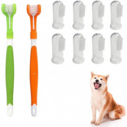 Dog Tooth Cleaner, Pet Toothbrush, 2 Pieces Triple Ko Toothbrush With 8 Pieces Soft Finger Toothbrush Silica Gel, [...]