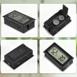 (wireless Celsius Black 3pcs) Built-in Crawling Animal Breeding Box Thermohygrometer