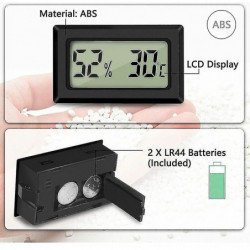 (wireless Celsius Black 3pcs) Built-in Crawling Animal Breeding Box Thermohygrometer