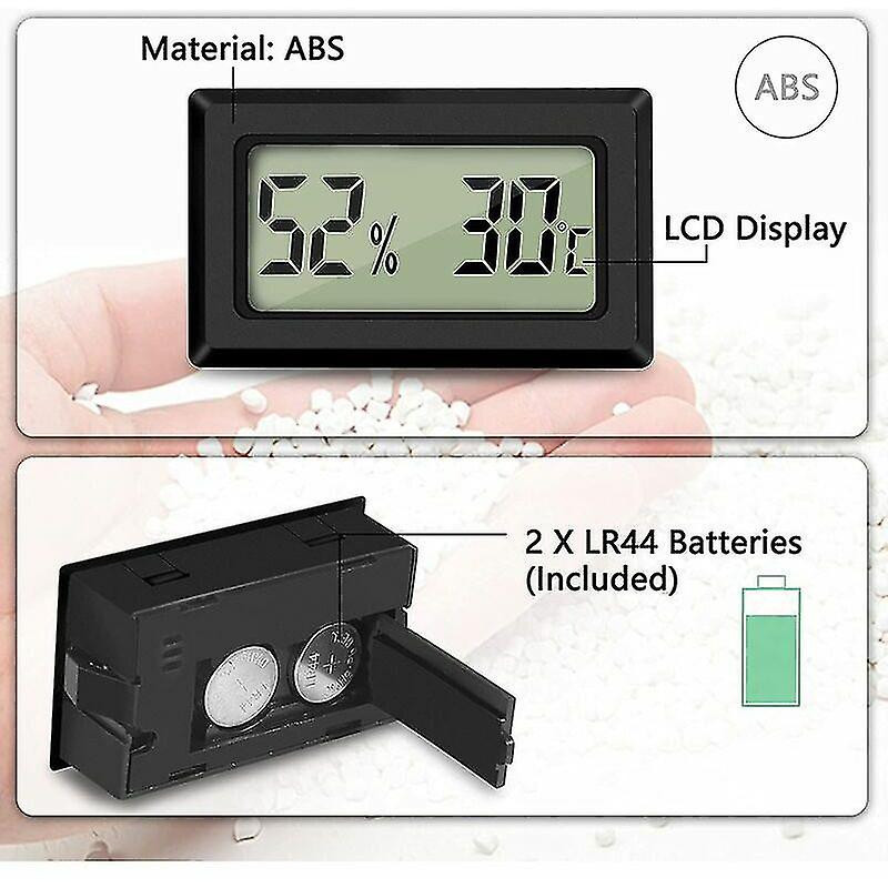 (wireless Celsius Black 3pcs) Built-in Crawling Animal Breeding Box Thermohygrometer