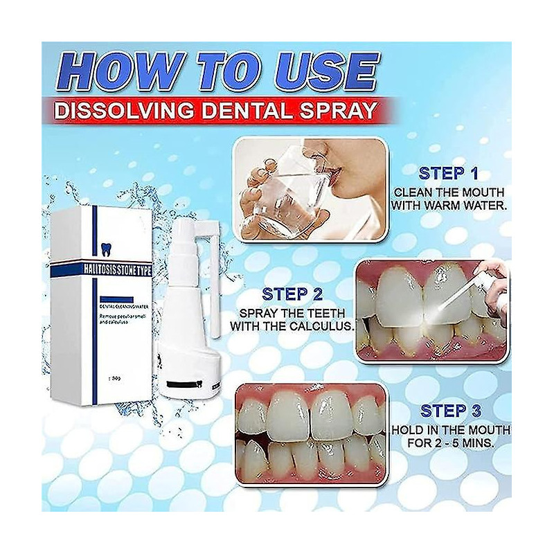 30ml Spray dentaire dissolvant sans calcul, nettoyant dentaire pour dents décapantes, spray rafraîchissant pour la [...]