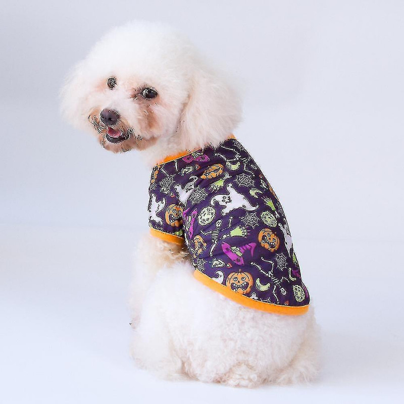 2pcs Halloween Series New Dog Clothes Autumn Pet Decoration Clothes L Size (black Bat Magic Hat)