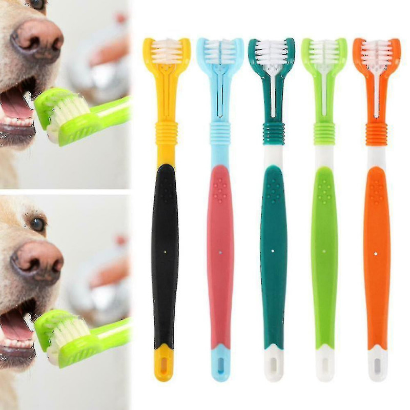Three Sided Dog Toothbrush Reduce Tartar / Pet Cat Teeth Cleaning Oral Care