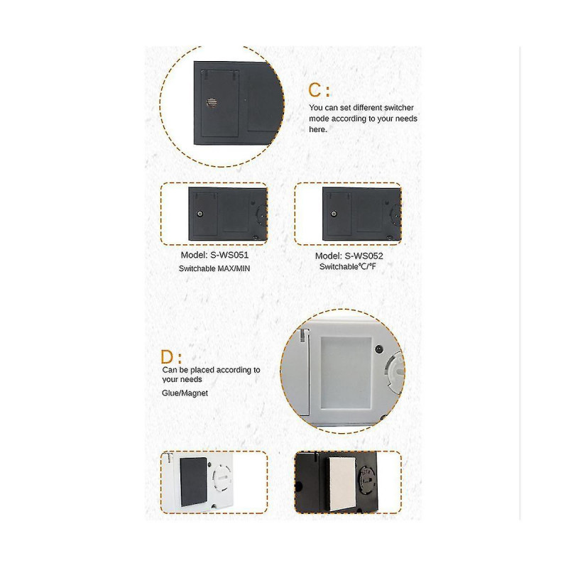 4pcs Vehicle Reptile Thermometer S-ws05 Mini Electronic -hygrometer For Fish Tank / White