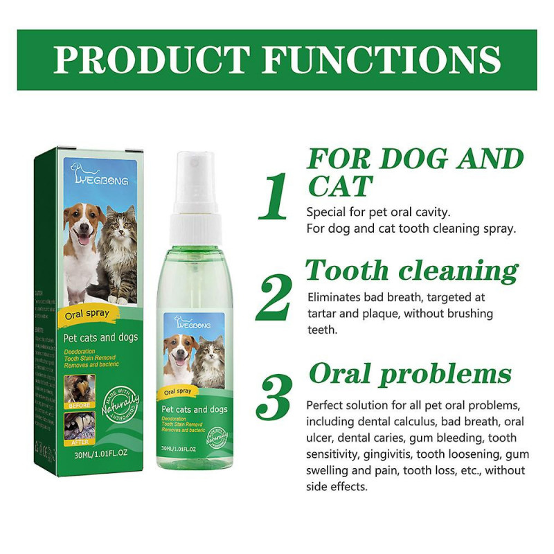 30ml Dog Oral Spray Dog And Cat Tooth Cleaning Spray, Tooth Spray, Dog Oral Spray, Pet Breath Freshener Oral Spray,2pcs