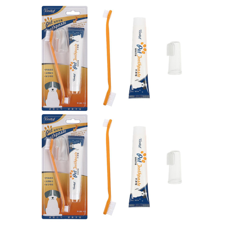 2 Sets Pet Dog Toothpaste Teeth Cleaning Toothpaste Pet Cleaner With Brush