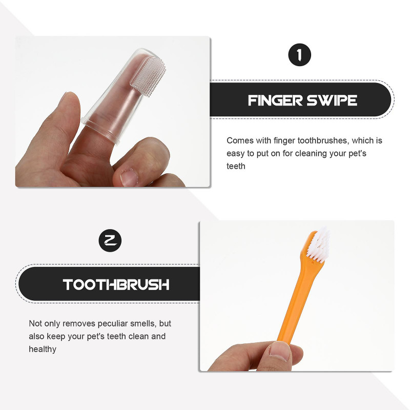 2 Sets Pet Dog Toothpaste Teeth Cleaning Toothpaste Pet Cleaner With Brush