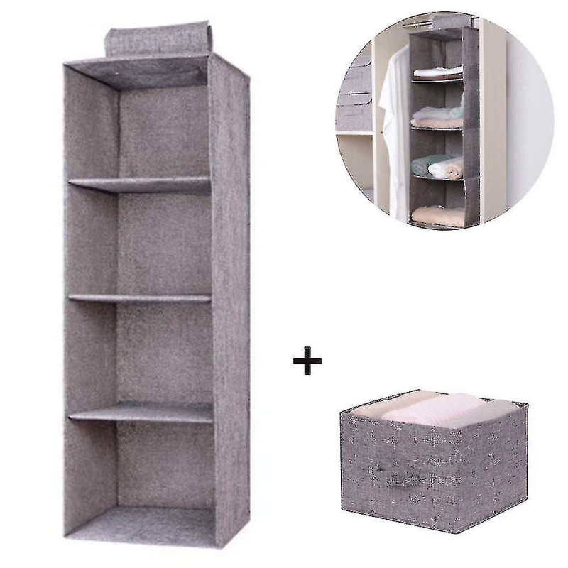 3 Shelves Hanging Closet Organizer With 1 Underwear/socks Drawer Divider Space Saver Foldable Cloth Storage Hanging Bag