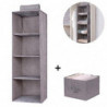 3 Shelves Hanging Closet Organizer With 1 Underwear/socks Drawer Divider Space Saver Foldable Cloth Storage Hanging Bag