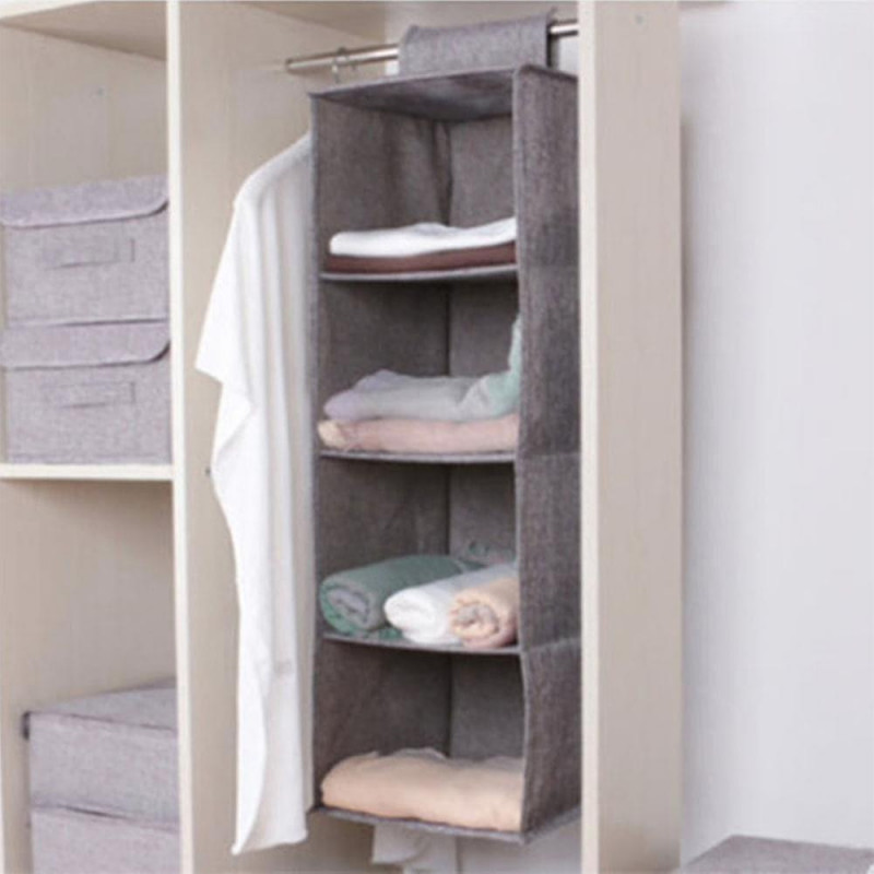 3 Shelves Hanging Closet Organizer With 1 Underwear/socks Drawer Divider Space Saver Foldable Cloth Storage Hanging Bag