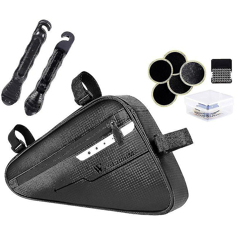 Multifunctional Bicycle Repair Kit, Triangle Bag + Tire Spoon + Tire Patch