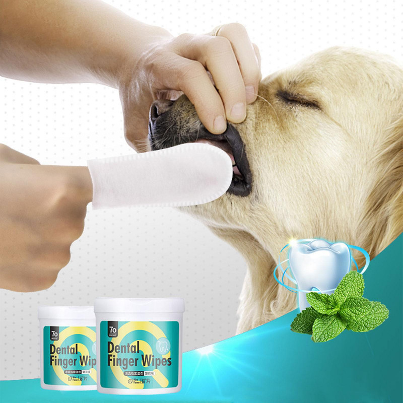 Dental Finger Wipes for Dogs Cats Teeth Preventing Plaque Tartar Bad Breath