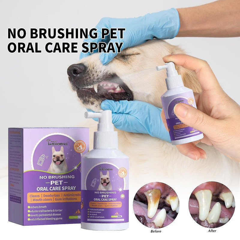 Pet Oral Spray Teeth Cleaning For Dogs & Cats Bad Breath Tartar Plaque Removal