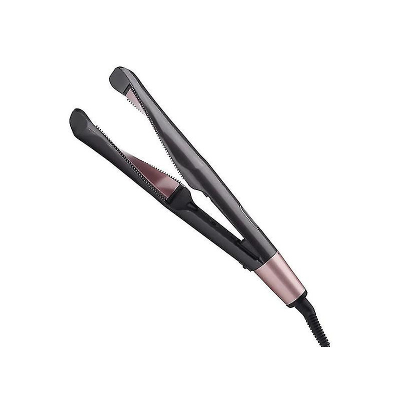 Bigoudis et lisseur 2 en 1, écran LCD, affichage de température réglable (gris)