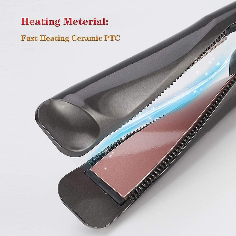 Bigoudis et lisseur 2 en 1, écran LCD, affichage de température réglable (gris)