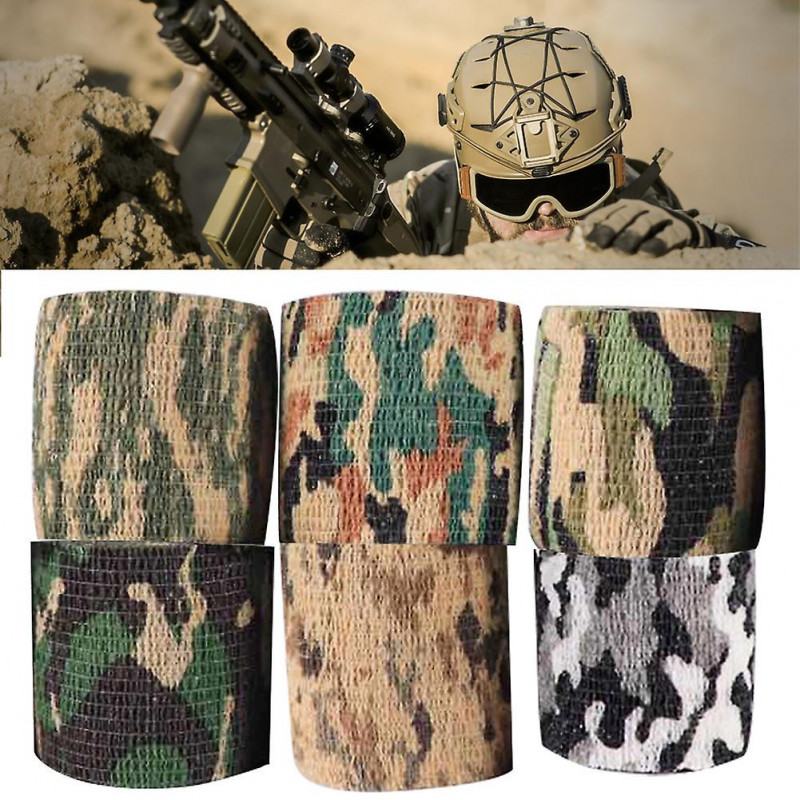 Kaesi6pcs Self-adhesive Outdoor Stretch Camo Camouflage Tape Bandage Hunt Rifle Wrap