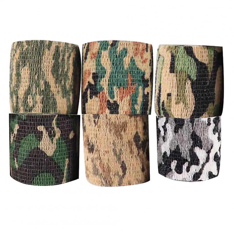 Kaesi6pcs Self-adhesive Outdoor Stretch Camo Camouflage Tape Bandage Hunt Rifle Wrap