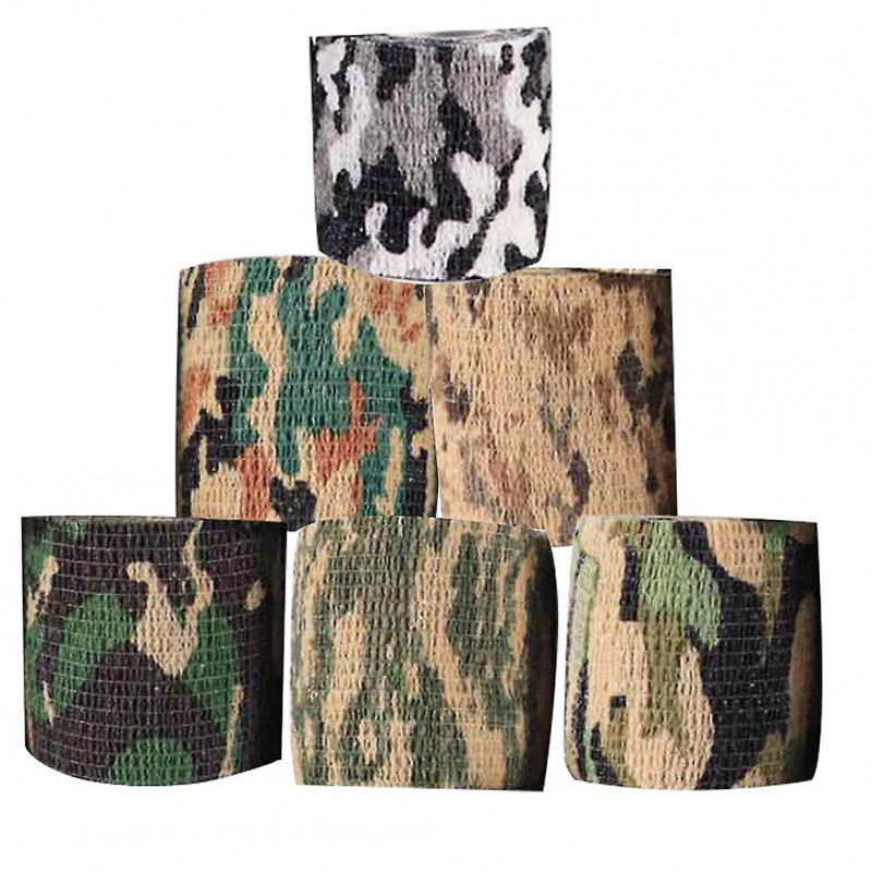 Kaesi6pcs Self-adhesive Outdoor Stretch Camo Camouflage Tape Bandage Hunt Rifle Wrap