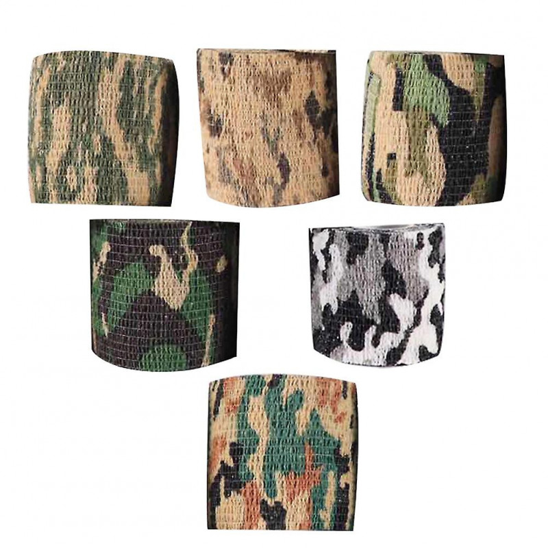 Kaesi6pcs Self-adhesive Outdoor Stretch Camo Camouflage Tape Bandage Hunt Rifle Wrap