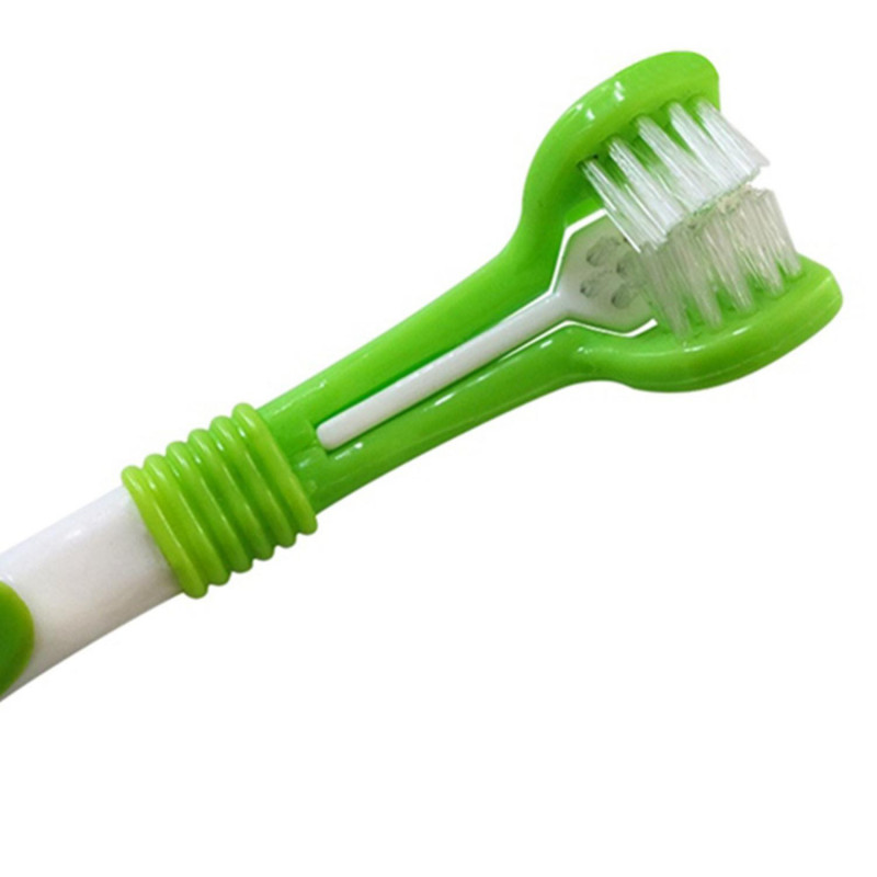 Dog Toothbrush Puppy Teeth Brush Three Head Tartar Oral Care Tool(2Pcs)