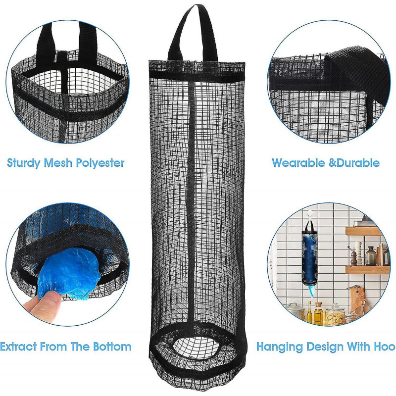 2 Pieces Plastic Bag Holder, Hanging Grocery Bag Holder Trash Bag Holder Foldable Mesh Hanging Storage Bag [...]