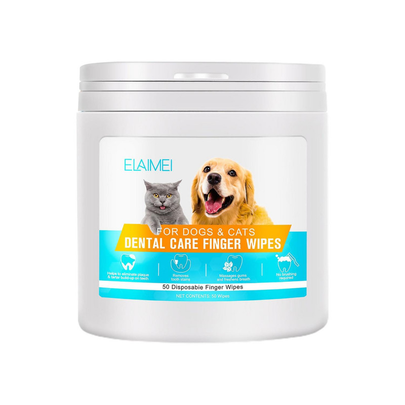 50Pcs/Box Pet Finger Wipes Non-irritating Gentle Cotton Pet Cat Dog Dental Care Finger Wipes Daily