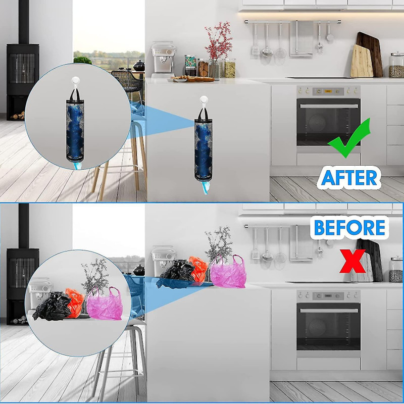 2 Pieces Plastic Bag Holder, Hanging Grocery Bag Holder Trash Bag Holder Foldable Mesh Hanging Storage Bag [...]