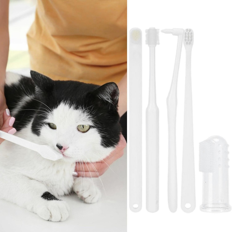 5Pcs/Set Pet Toothbrush Cat Dog Dental Care Toothbrush Soft Bristles Multi-Functional Toothbrushes