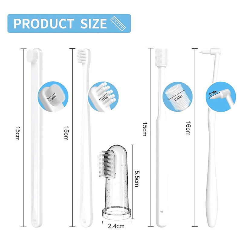 5Pcs/Set Pet Toothbrush Cat Dog Dental Care Toothbrush Soft Bristles Multi-Functional Toothbrushes