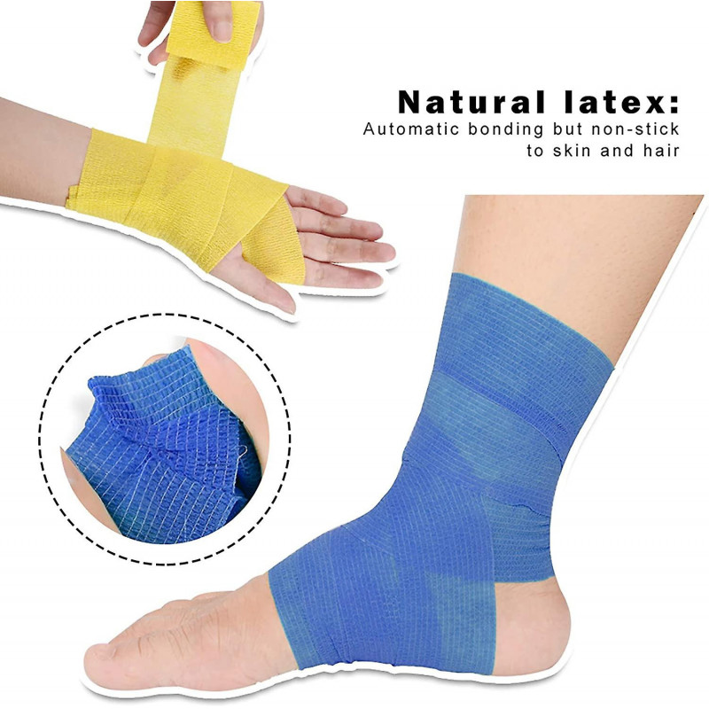 5PCS Self Adherent Bandage, Pet Vet Wrap bulk stretch Tape for Wrist, Ankle Sprains & Swelling(style 1)