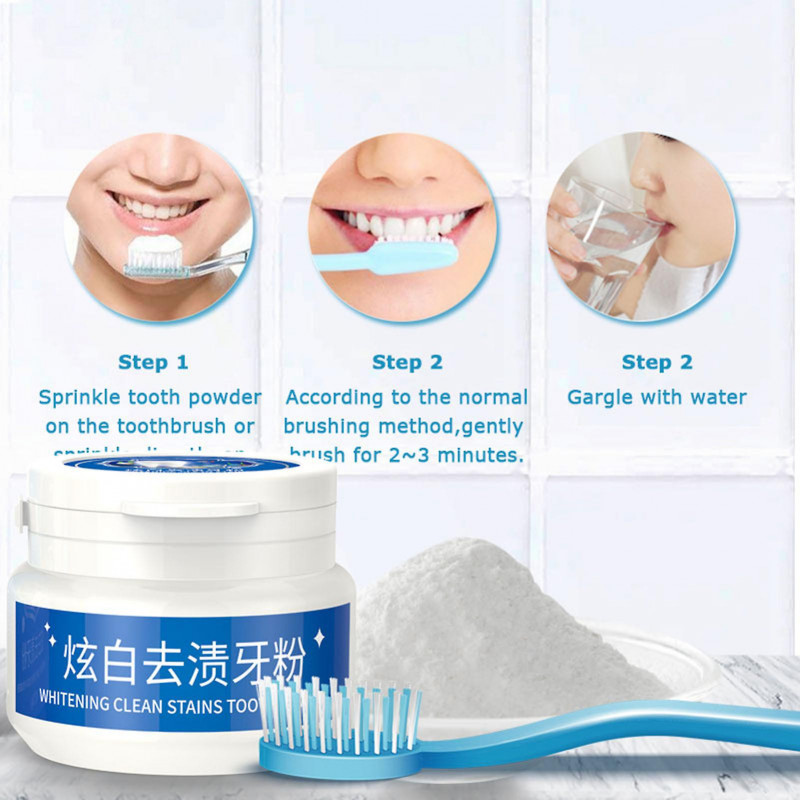 30g Whitening Tooth Powder Removes Stains Brightening Oral Care Teeth Cleaning Fresh Breath Powder for Home