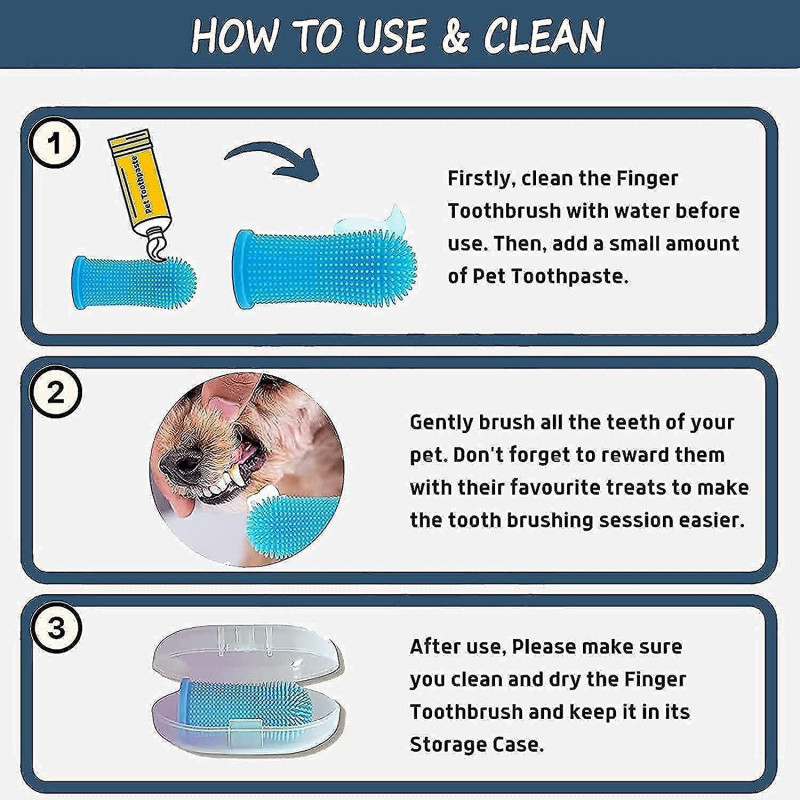 Dog Toothbrush, Safe Finger Toothbrush For Dogs Easy Teeth Cleaning, Washable Dog Tooth Brush, (2 Pack)