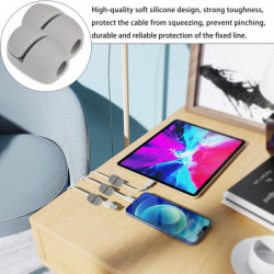 Three-hole Wire Fixer 10 PCS Cable Holder Cord Clip Earphones Wired Computer Organizer Tpr White