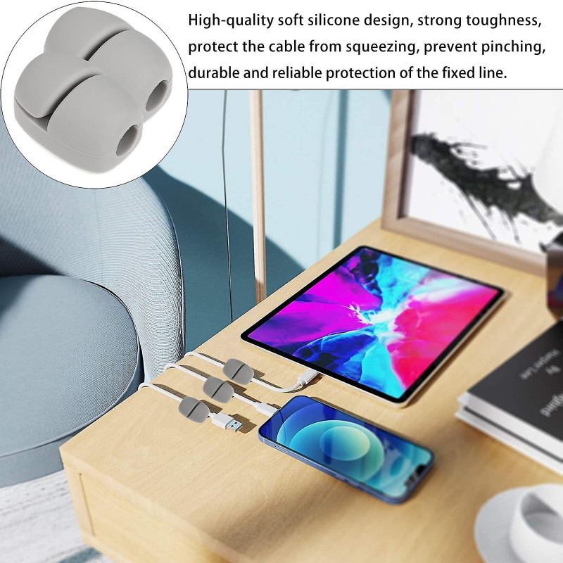 Three-hole Wire Fixer 10 PCS Cable Holder Cord Clip Earphones Wired Computer Organizer Tpr White
