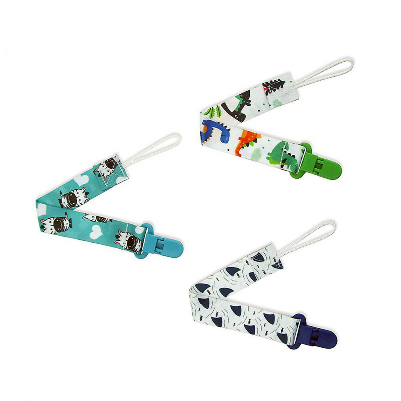 3pcs Cartoon Baby Pacifiers Leashes Holder Portable
