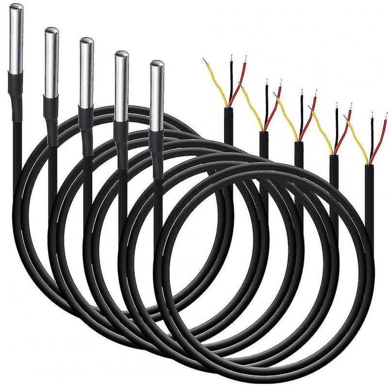 5pcs Waterproof Ds18b20 Temperature Sensor, Digital Temperature Thermal Cable Temperature (-55- +1