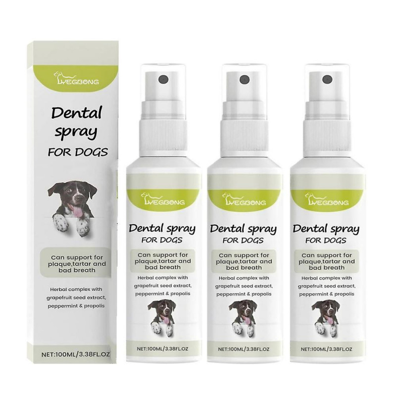 3x Pet Mint Flavor Fresh Breath Spray Chat Et Chien Nettoyage Buccal