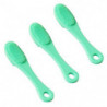 3x Silicone Finger Brushes For Pets - Green Turquoise