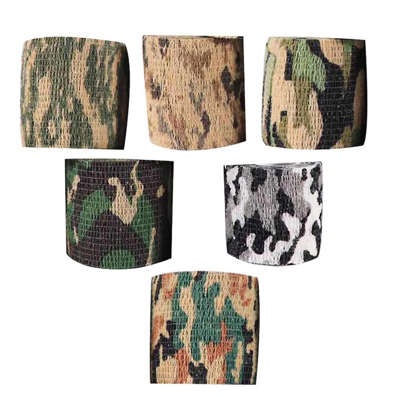 Sinknap 6pcs Auto-adhésif extérieur Stretch Camo Camouflage Tape Bandage Hunt Rifle Wrap
