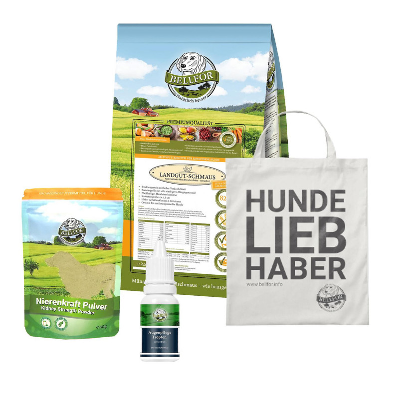 Sparset für mittelgroße Hunde mit Futtermittelallergie und Augentränen von Bellfor Hundefutter