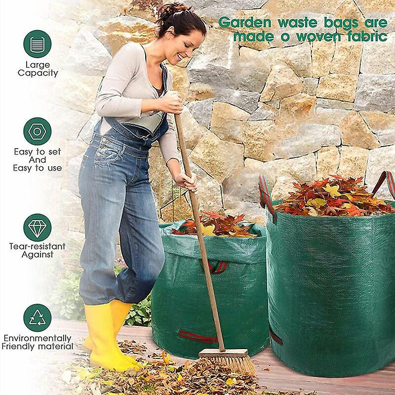 3pcs 500l Garden Bags Reusable Containers Garden Waste Garbage Bags