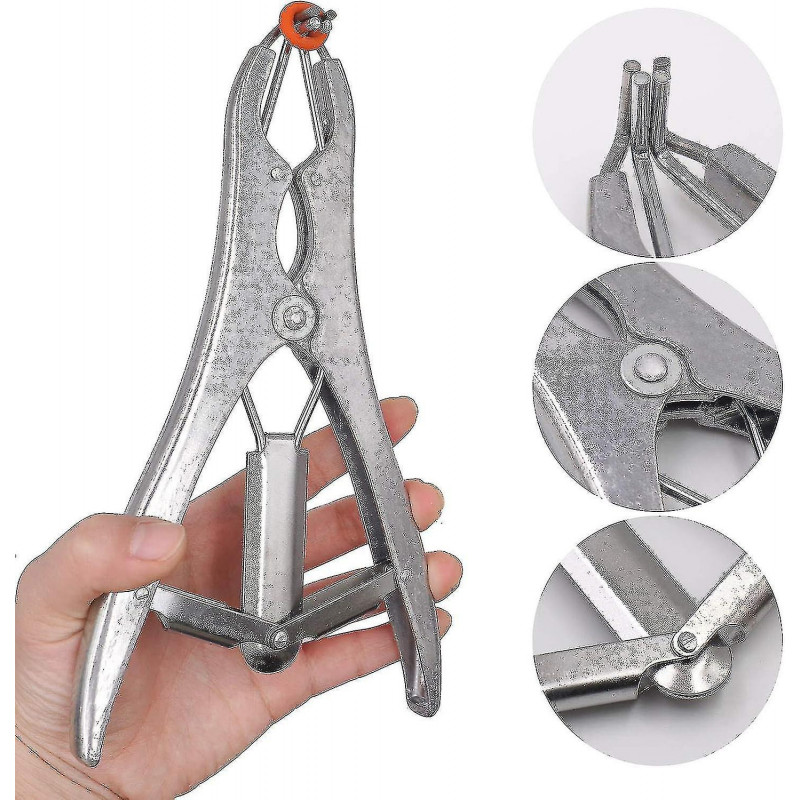 Stainless Steel Castration Pliers - for Cattle, Pigs, Sheep, With 100 Rubber Rings
