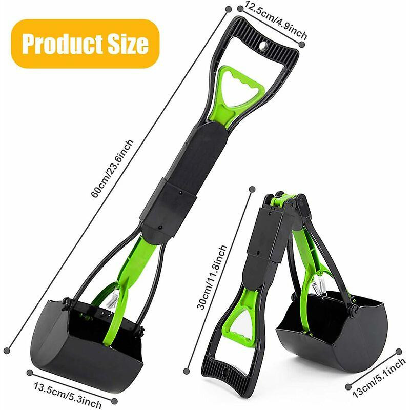 Foldable Poop Scoop For Dog And Cat Pet Long Handle Pooper Scooper, Easy To Pick Up Poop, Black & Green 1 Piece