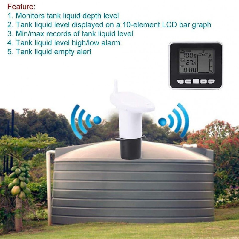 Ultrasonic Tank Water Level Sensor Gauge Lcd Liquid Temperature Display Monitor Mengxi