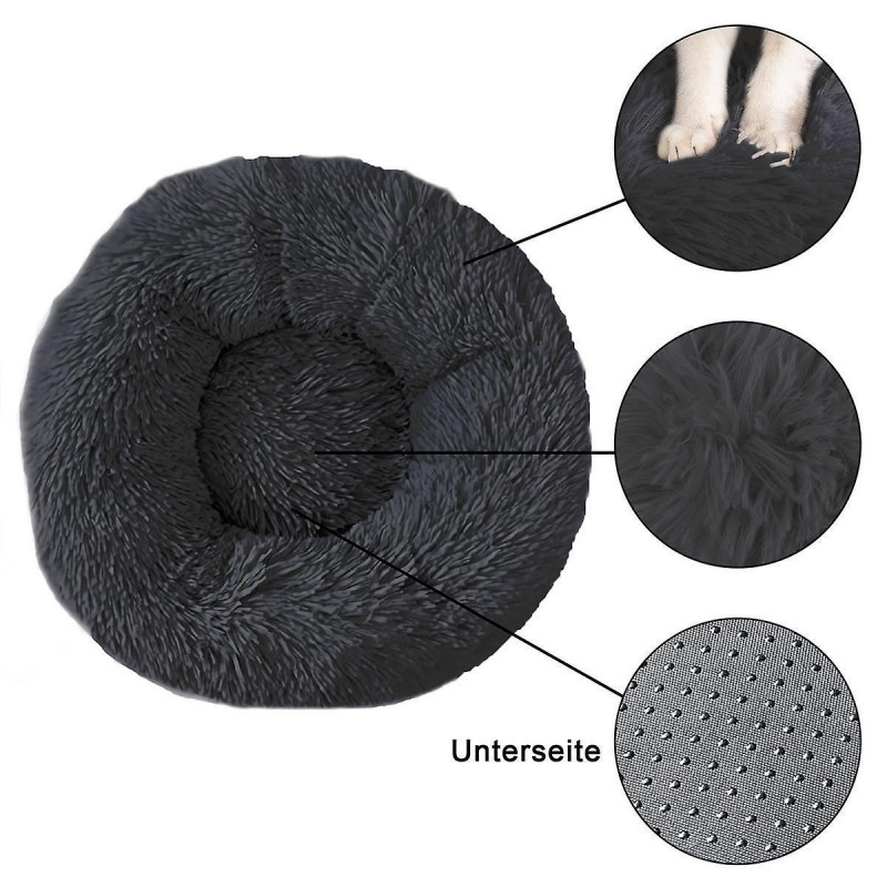 lit moelleux en peluche pour animaux de compagnie diamètre 60 cm - Lit pour chien rond et antidérapant doux Lit [...]