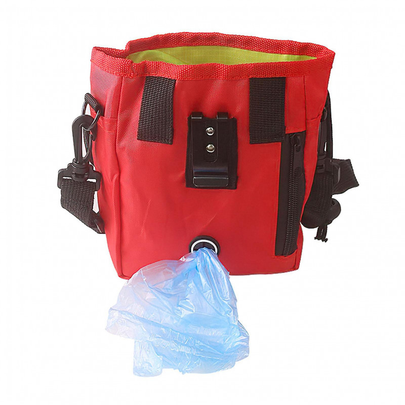 2set Pet Training Bag Multipurpose Large Capacity Foldable Oxford Cloth Pet Snack Pouch for Outdoor Travel Camping Red