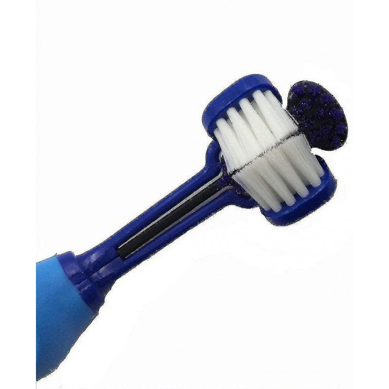 3 Pieces Dog Toothbrush For Pet Dental Care, Triple Head Toothbrush, Ergonomic Handle For Easy Oral