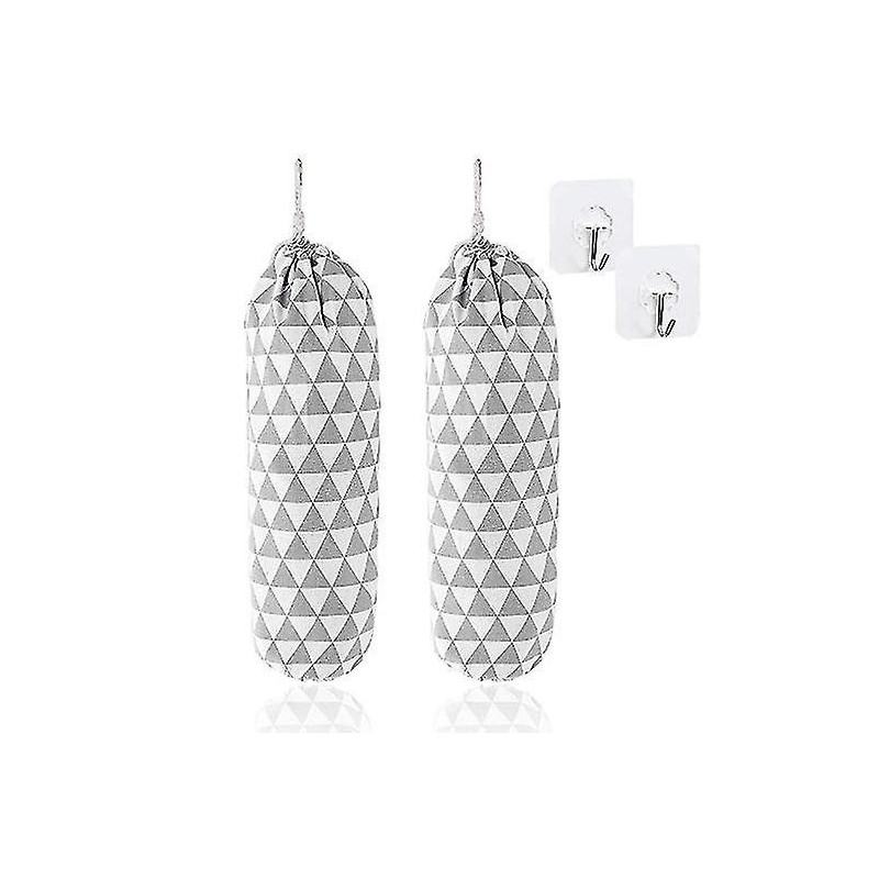 Plastic Bag Holder-2 Pack Wall Mounted Grocery Bag Holder Dispenser Trash Organizer For Kitchen Shopping