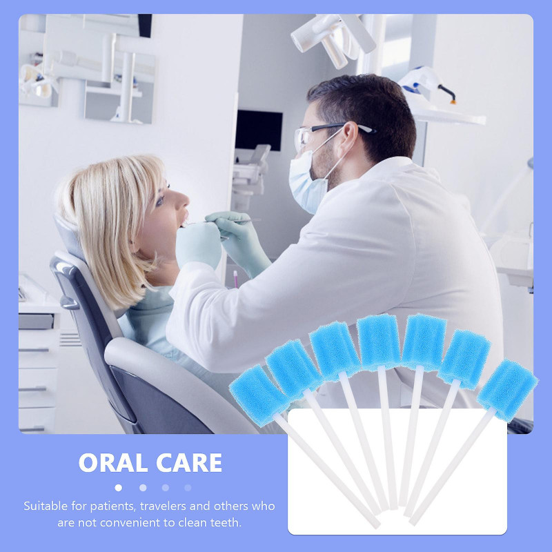 50pcs Jetable Oral Care Sponge Sticks Oral Care Products Fournitures de soins bucco-dentaires