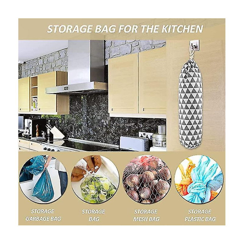 Plastic Bag Holder-2 Pack Wall Mounted Grocery Bag Holder Dispenser Trash Organizer For Kitchen Shopping